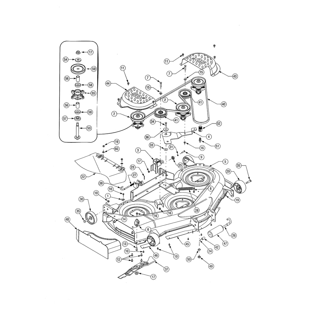 50" Mower Deck Diagram and Parts List for 13AP11CP756  Cub Cadet Lawn Tractor